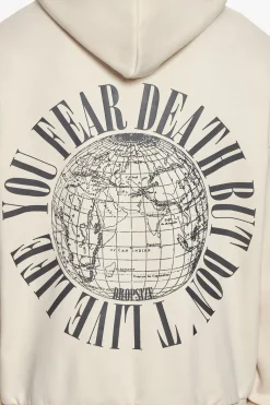 HEAVY OVERSIZED FEAR DEATH HOODIE COCONUT MILK