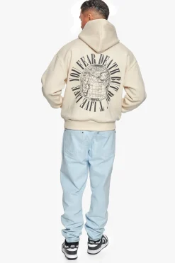 HEAVY OVERSIZED FEAR DEATH HOODIE COCONUT MILK