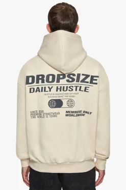 HEAVY OVERSIZED HUSTLE IN SILENCE HOODIE COCONUT MILK / GREY