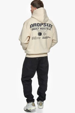 HEAVY OVERSIZED HUSTLE IN SILENCE HOODIE COCONUT MILK / GREY