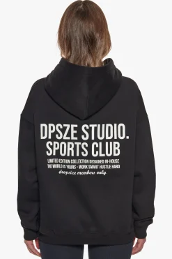 HEAVY OVERSIZED LADIES SPORTSCLUB HOODIE BLACK