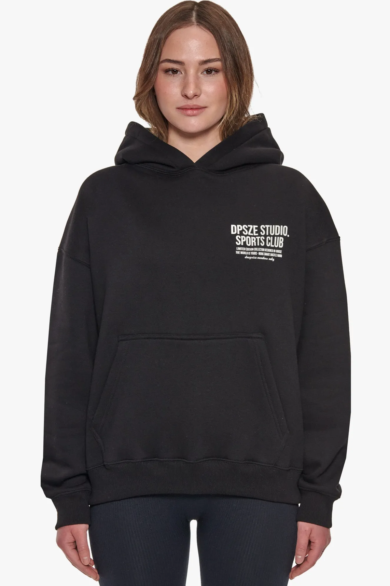 HEAVY OVERSIZED LADIES SPORTSCLUB HOODIE BLACK