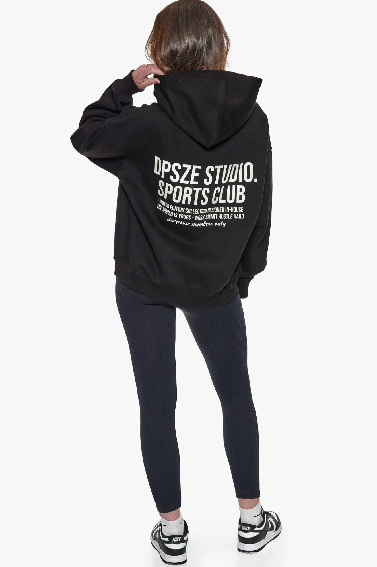 HEAVY OVERSIZED LADIES SPORTSCLUB HOODIE BLACK