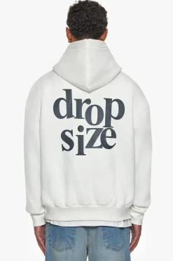 HEAVY OVERSIZED LETTERS HOODIE CREAM WHITE / STEEL GREY