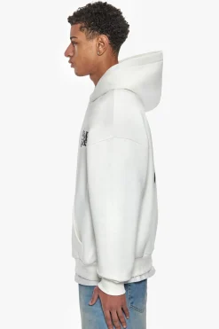 HEAVY OVERSIZED LETTERS HOODIE CREAM WHITE / STEEL GREY
