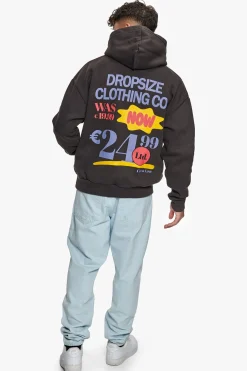 HEAVY OVERSIZED OUT NOW HOODIE WASHED BLACK