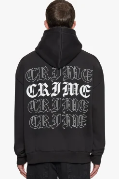 HEAVY OVERSIZED QUADCRIME HOODIE BLACK