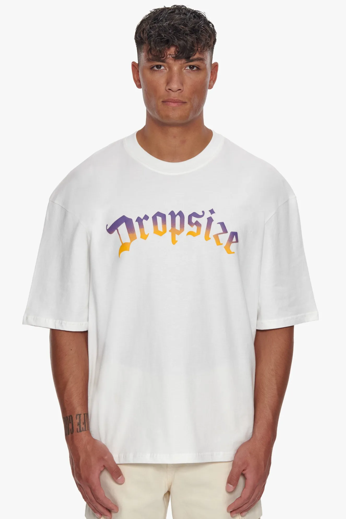 HEAVY OVERSIZED RAINBOW T-SHIRT CREAM WHITE