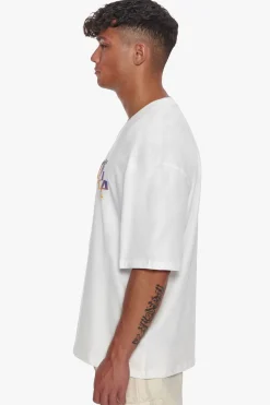 HEAVY OVERSIZED RAINBOW T-SHIRT CREAM WHITE