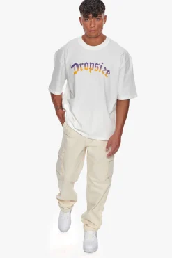 HEAVY OVERSIZED RAINBOW T-SHIRT CREAM WHITE