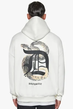 HEAVY OVERSIZED RATTLE SNAKE HOODIE CREAM WHITE