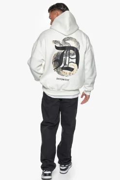HEAVY OVERSIZED RATTLE SNAKE HOODIE CREAM WHITE