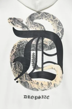 HEAVY OVERSIZED RATTLE SNAKE HOODIE CREAM WHITE
