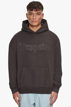 HEAVY OVERSIZED RHINESTONE HOODIE WASHED BLACK