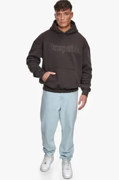 HEAVY OVERSIZED RHINESTONE HOODIE WASHED BLACK