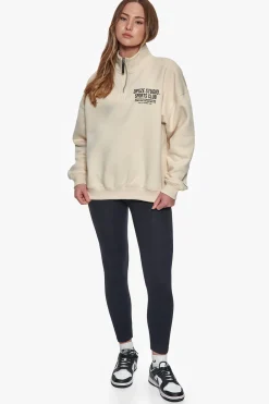 HEAVY OVERSIZED SPORTSCLUB HALF ZIP HOODIE COCONUT MILK