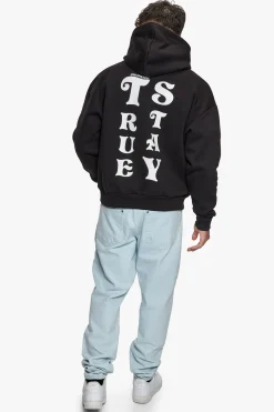 HEAVY OVERSIZED STAY TRUE HOODIE BLACK