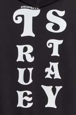 HEAVY OVERSIZED STAY TRUE HOODIE BLACK