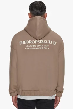 HEAVY OVERSIZED TDC ZIP HOODIE SILVER MINK