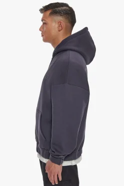 HEAVY OVERSIZED ZIP HOODIE WASHED NAVY