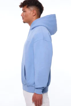 HEAVY OVERZIZE EMBO HOODIE BLUE WASHED