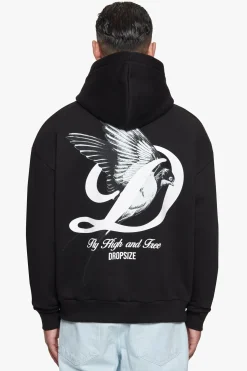 HEAVY OVERZIZE FLY HIGH HOODIE BLACK
