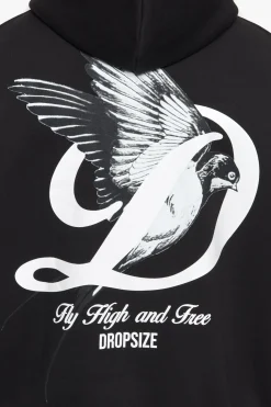 HEAVY OVERZIZE FLY HIGH HOODIE BLACK