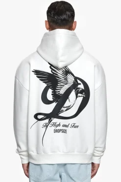 HEAVY OVERZIZE FLY HIGH HOODIE WASHED WHITE