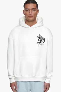 HEAVY OVERZIZE FLY HIGH HOODIE WASHED WHITE