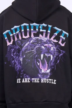 HEAVY OVERZIZE NEON PANTHER HOODIE BLACK