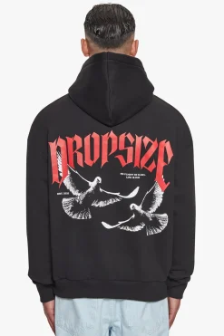 HEAVY OVERZIZE NO FIGHT NO GLORY HOODIE BLACK