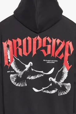HEAVY OVERZIZE NO FIGHT NO GLORY HOODIE BLACK