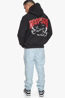 HEAVY OVERZIZE NO FIGHT NO GLORY HOODIE BLACK