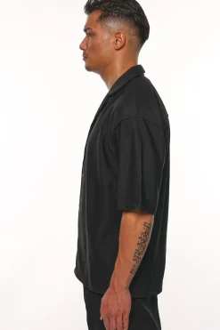 HEAVY PLISSEE SUMMER SHIRT BLACK