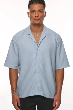 HEAVY PLISSEE SUMMER SHIRT BABY BLUE
