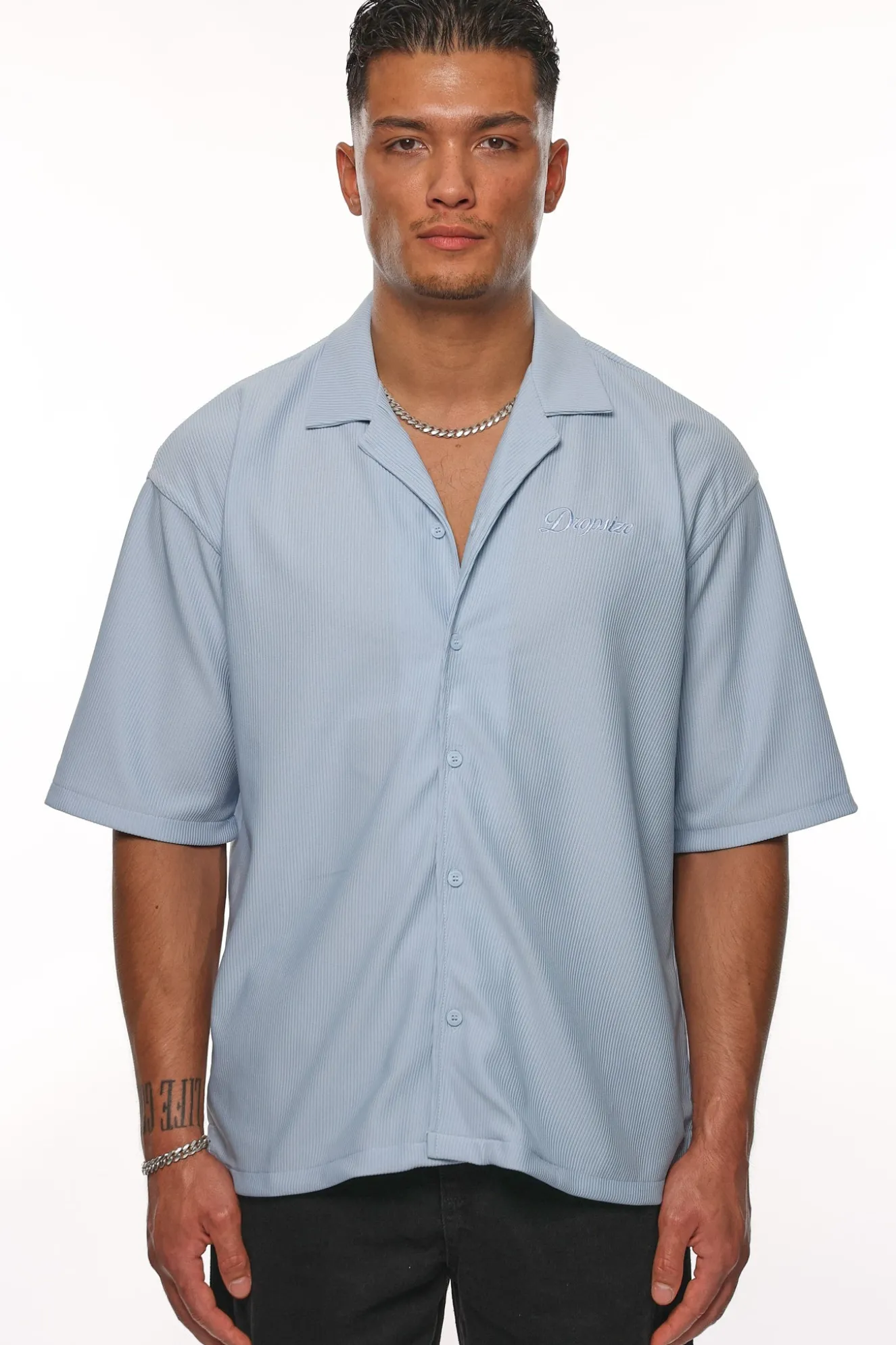HEAVY PLISSEE SUMMER SHIRT BABY BLUE