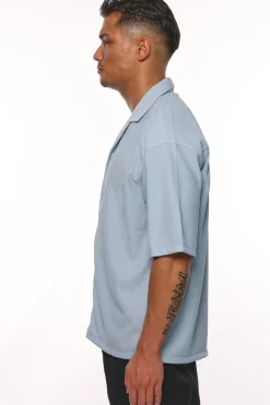 HEAVY PLISSEE SUMMER SHIRT BABY BLUE