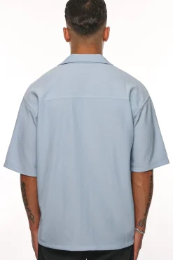 HEAVY PLISSEE SUMMER SHIRT BABY BLUE