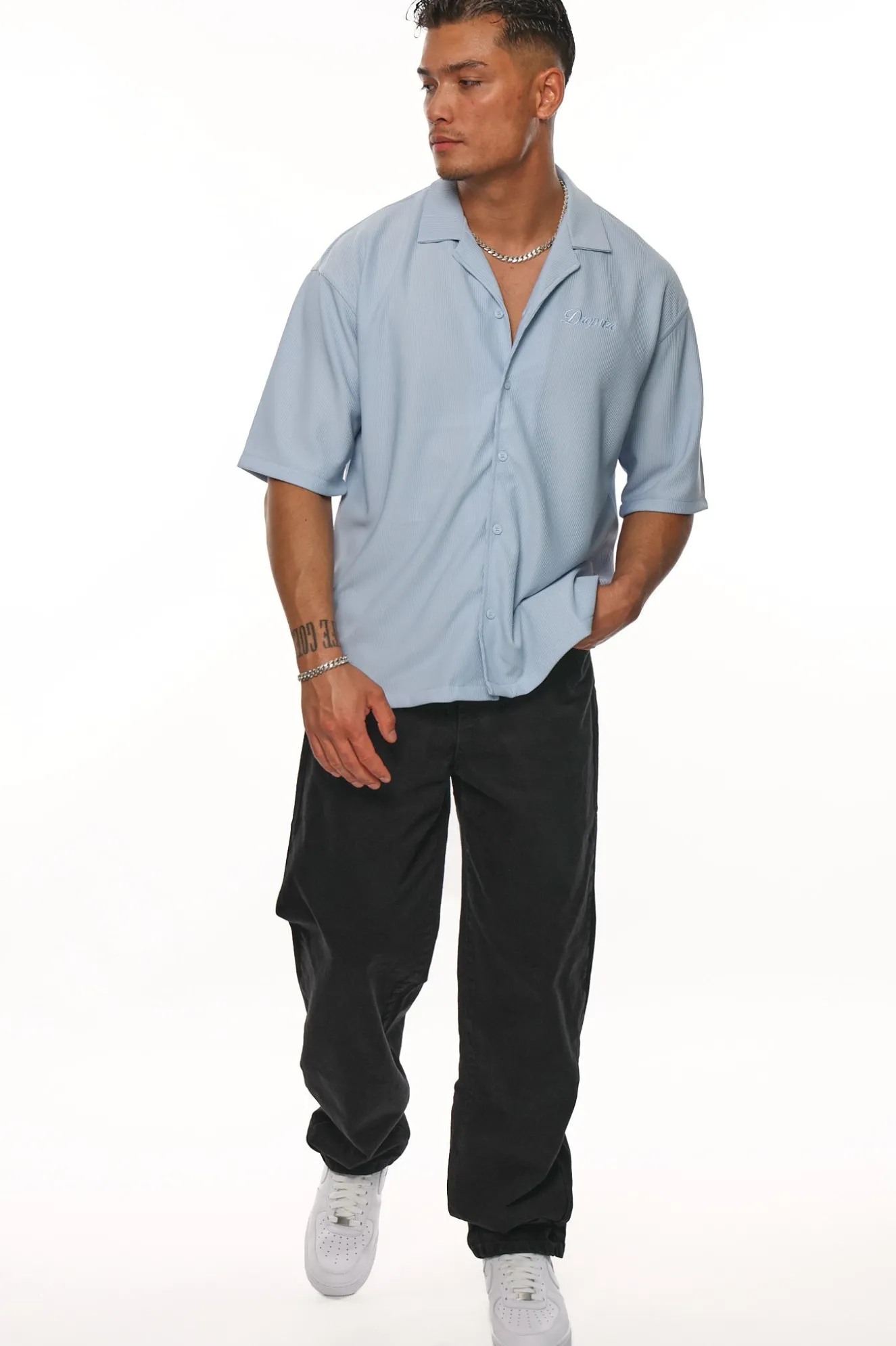HEAVY PLISSEE SUMMER SHIRT BABY BLUE
