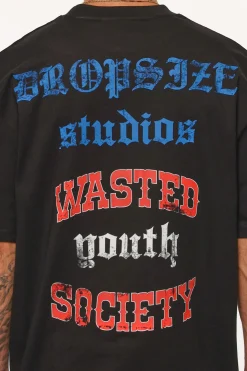 HEAVY WASTED SOCIETY T-SHIRT BLACK