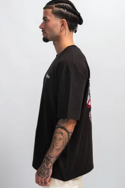HEYVY OVERSIZE CREW DOVE T-SHIRT WASHED BLACK
