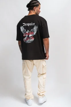 HEYVY OVERSIZE CREW DOVE T-SHIRT WASHED BLACK