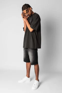JEANS SHORT WASHED BLACK