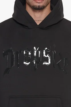 LACQUER PRINT LOGO HOODIE BLACK