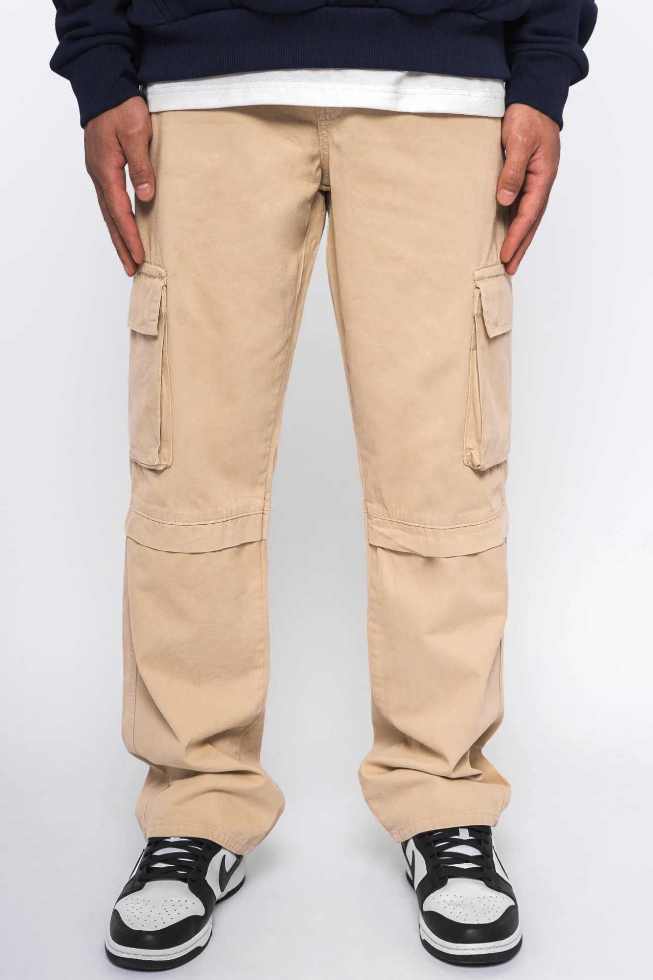 LOOSE FIT CARGO JEANS CREAM WHITE