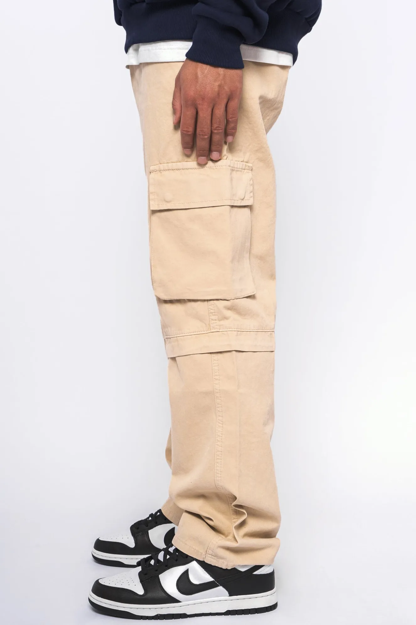 LOOSE FIT CARGO JEANS CREAM WHITE