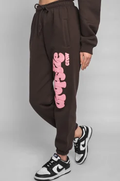 PUFFER PRINT JOGGER PINK CHOCOLATE BROWN