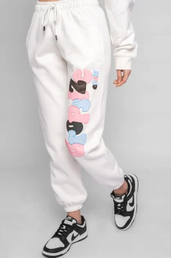PUFFER PRINT MIXED COLOR JOGGER CREAM WHITE