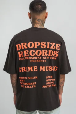 'RECORDS'' T-SHIRT WASHED BLACK
