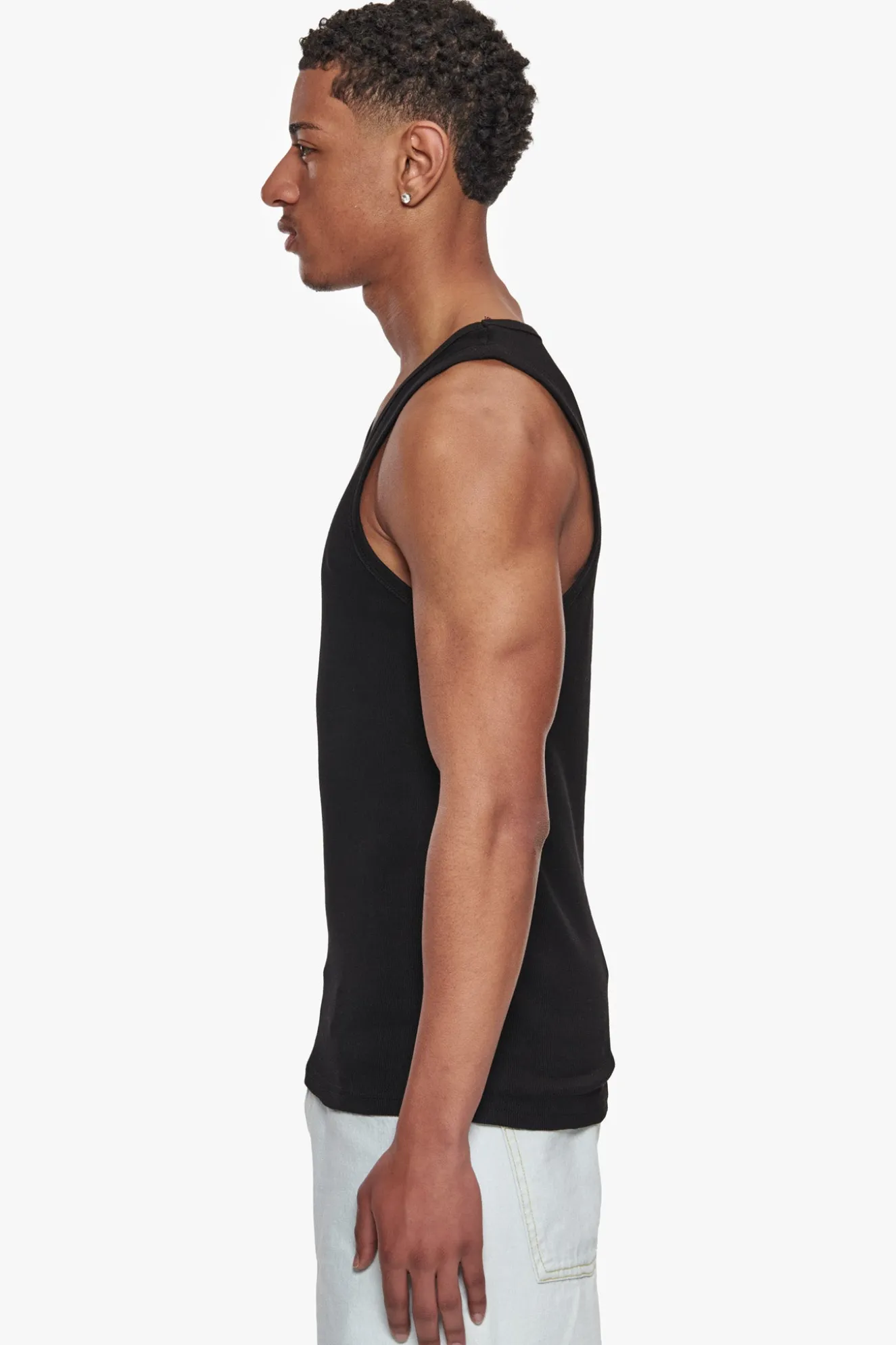 RIB TANK TOP BLACK